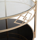 Homelegance By Top-Line Lorenzo Rose Gold Finish Black Tempered Glass Metal Coffee Table Rose Gold  Metal