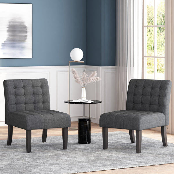 English Elm Accent Slipper Chairs Set of Two Button Tufted Plush Upholstered Living Room Pair 70752.00