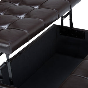 English Elm Harrison Coffee Table Storage Ottoman - Tanners Brown Vegan Leather With Versatile Functionality B136P159137