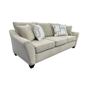 Porter Designs Porter Columbia Microfiber Sofa In Cream - Plush Comfort, Stylish Geometric Pillows & Modern Design Cream Fabric 01-207-01-9443