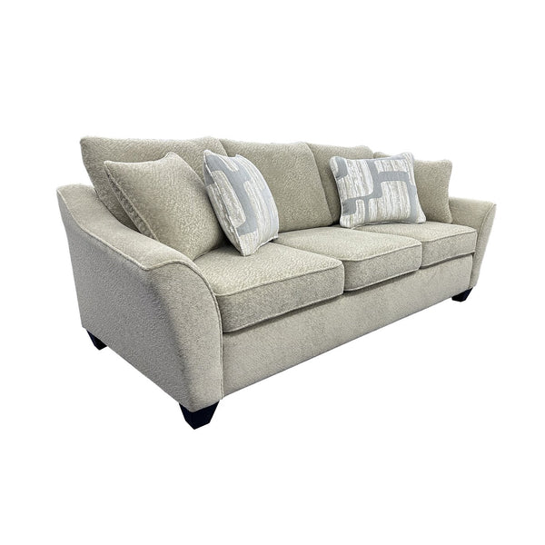 Porter Designs Porter Columbia Microfiber Sofa In Cream - Plush Comfort, Stylish Geometric Pillows & Modern Design Cream Fabric 01-207-01-9443