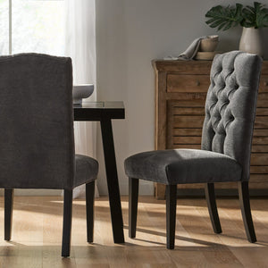 English Elm Harriet Tufted Crown Back Upholstered Dining Chairs Set of Two Formal Elegance 52322.00DGRY