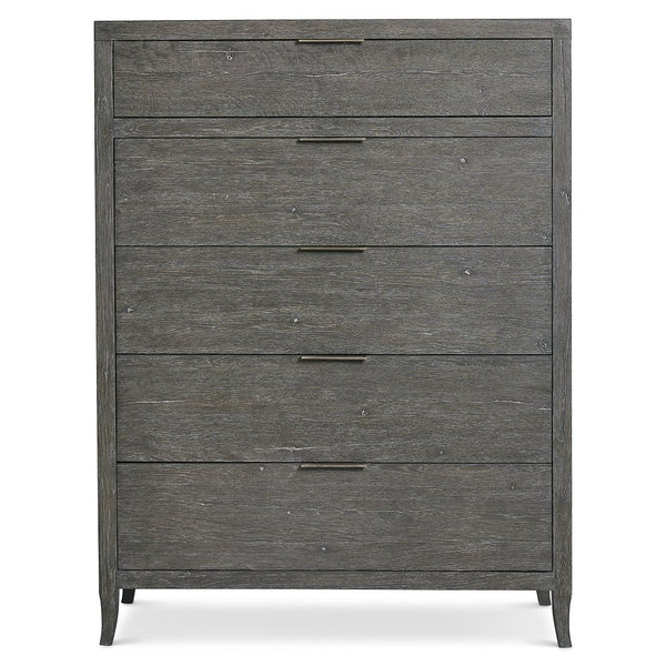 Bernhardt Bernhardt Tribeca Tall Drawer Chest With Tadon White Oak Finish, 5 Soft‑Close Drawers, Rustic Style 333118