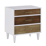 Penelope White and Natural Finish 3-Drawer Nightstand