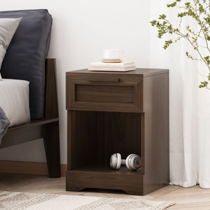 English Elm Christopher Knight Home® - DELANEY Faux Wood 1-Drawer Nightstand with Bottom Shelf, Moisture-Resistant MDF, Compact Chic Walnut 71138.00WALN