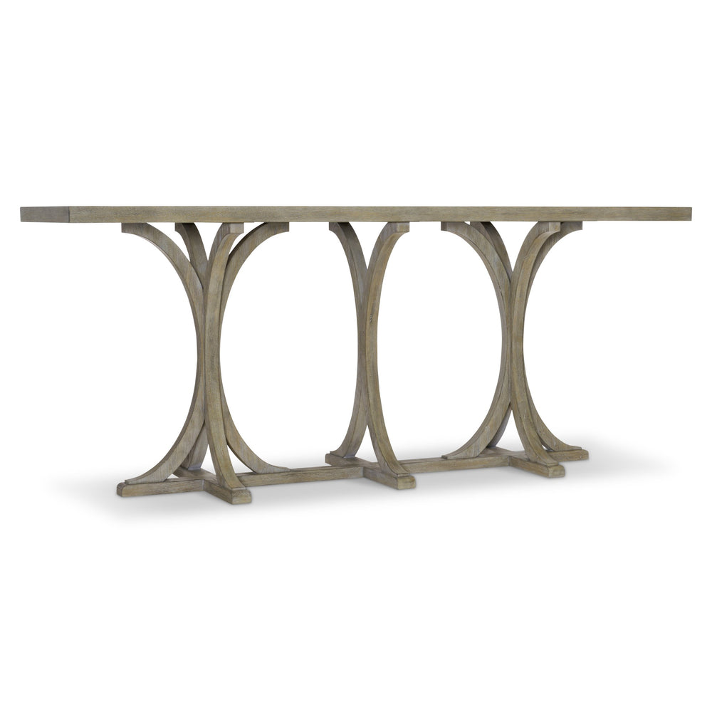 Bernhardt Bernhardt Albion Console Table In Soft Pewter White Oak — Sculptural 74" Entryway Centerpiece 311912
