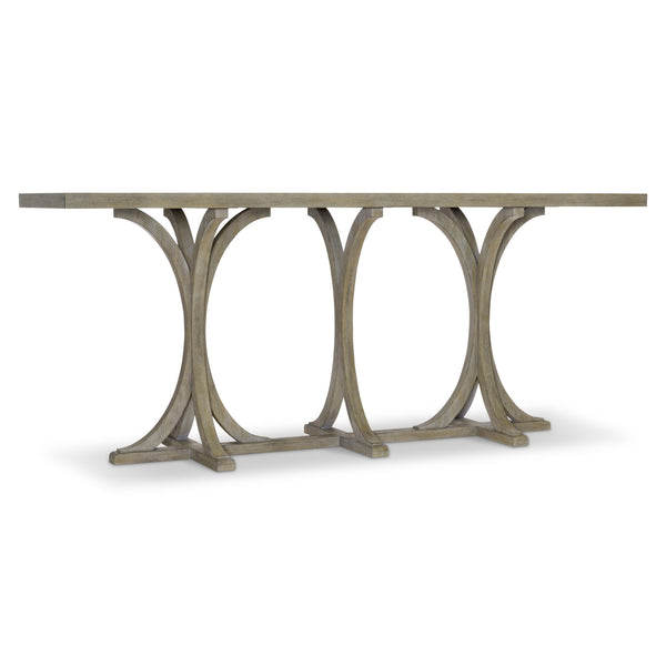 Bernhardt Bernhardt Albion Console Table In Soft Pewter White Oak — Sculptural 74" Entryway Centerpiece 311912