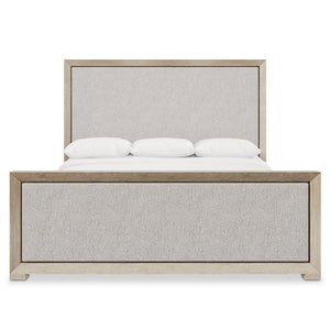 Bernhardt Bernhardt Prado Panel Bed With Tawny Wood Frame, Upholstered Insets, Rustic Modern Elegance K1889