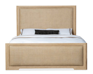 Hooker Furniture Retreat Queen Cane Panel Bed With Dune Or Black Sand Oak, Woven Cane Detail, Spa-Inspired Design 6950-90250-80