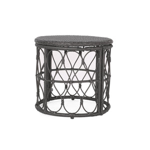 English Elm Christopher Knight Home® - BRUCE Rattan Side Table with Wicker Weave Top, Boho Outdoor Accent, Durable Polyethylene, 19.75" H Grey 70418.00GRY