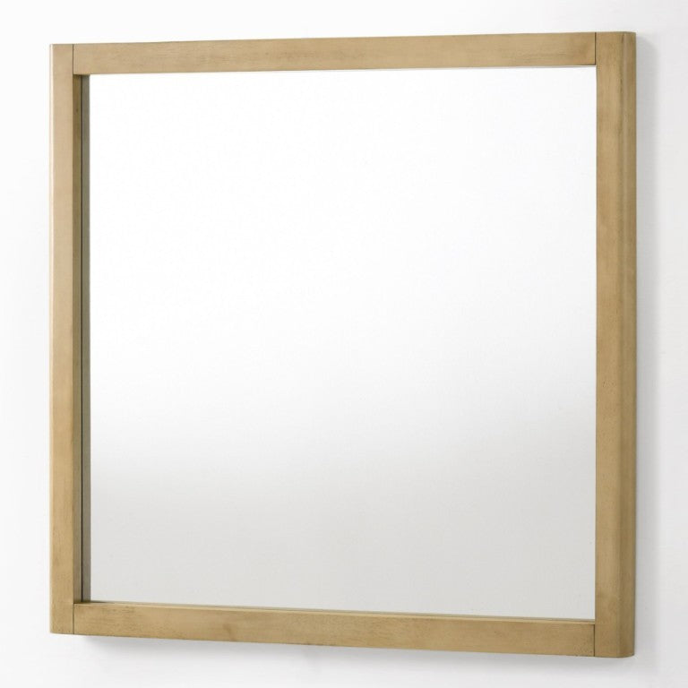 VIG Furniture Santa Modern Natural Oak Square Mirror — 40" Ready-To-Hang White Oak Frame, Durable Solid/Manufactured Wood Finish VGMABR-144-MIR