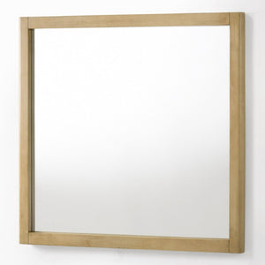 VIG Furniture Santa Modern Natural Oak Square Mirror — 40" Ready-To-Hang White Oak Frame, Durable Solid/Manufactured Wood Finish VGMABR-144-MIR