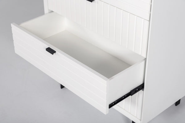 VIG Furniture Valencia White Chest With 5 Spacious Drawers, Matte Textured Fronts & Black Metal Legs For Modern Bedrooms VGMABR-76-CHEST
