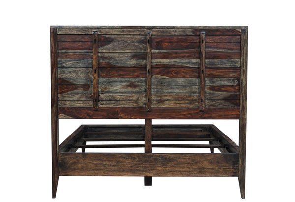 Porter Designs Porter Fall River King Bed – Luxurious Solid Sheesham Wood In Elegant Gray Finish For Timeless Style Gray Wood 04-117-17-4482-kit