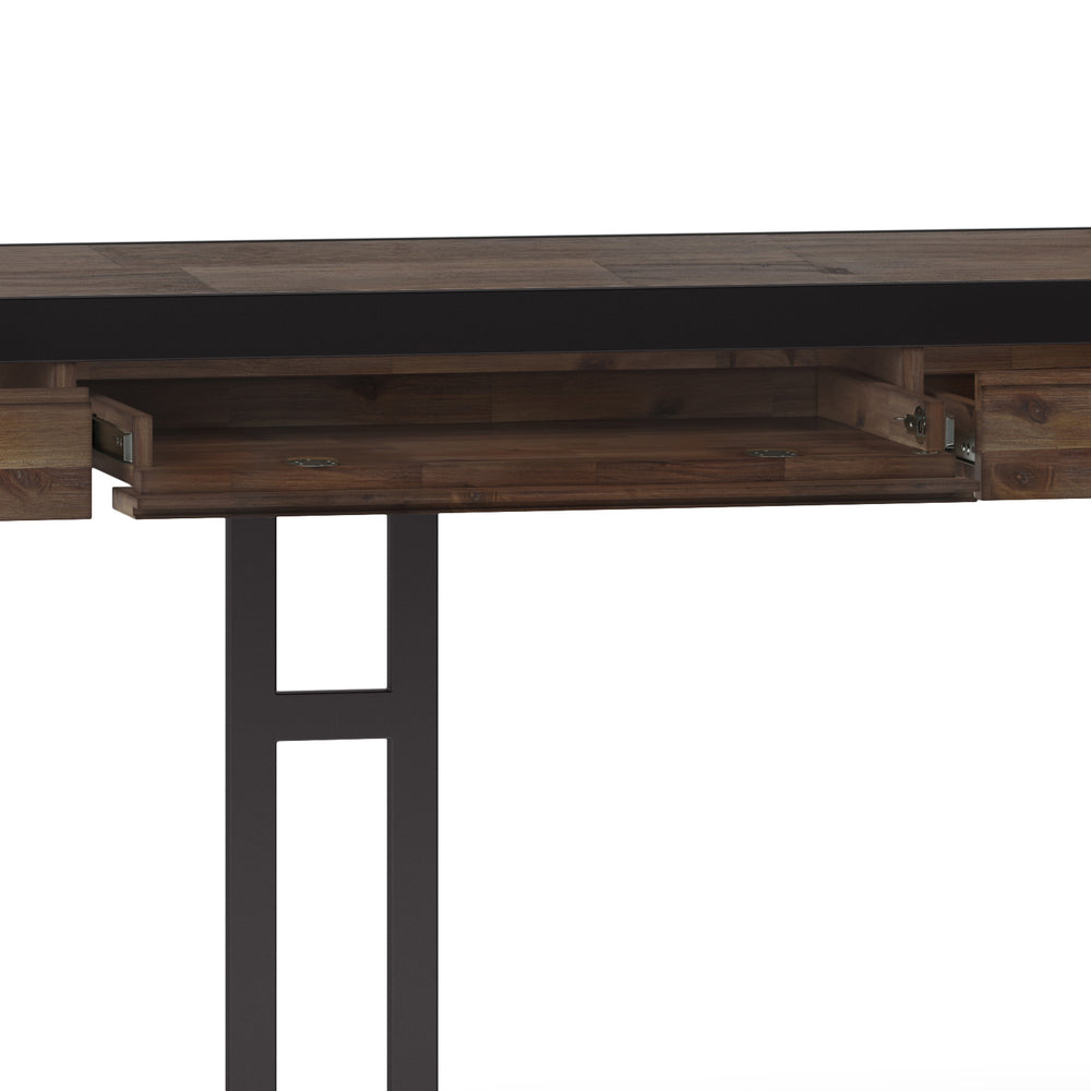English Elm Erina Large Rustic Desk - Handcrafted Acacia With Sturdy Metal Frame & Flip-Down Keyboard Tray B136P158629