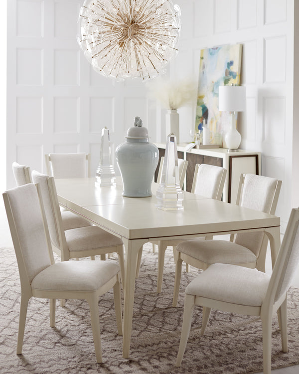 A.R.T. Furniture Blanc Dining Table - Contemporary Elegance In Alabaster & Burnished Bronze, Seats 10, Extends 73" To 101" White Parrawood Solids,Maple Veneers 289220-1040