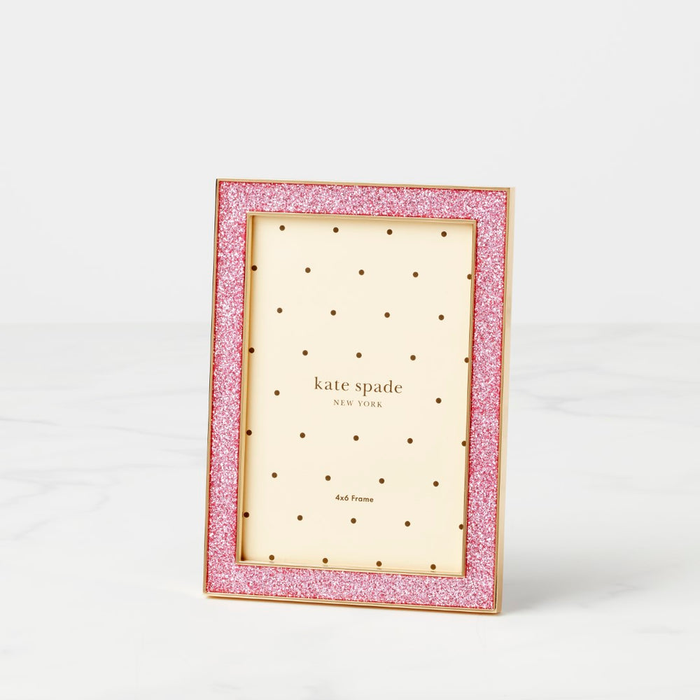 Lenox Kate Spade Sitting Pretty 4x6 Pink Glitter Frame GOLD PLTD METAL 897451