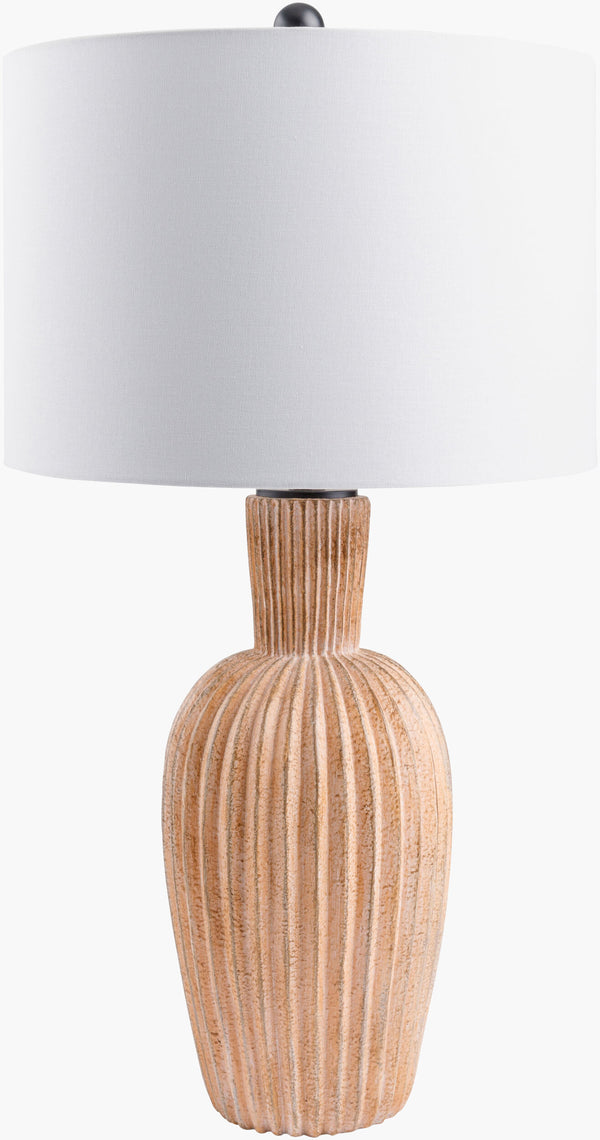Surya Bravura Elegant 31" Accent Table Lamp With Linen Shade - Classic Resin Design For Any Room Decor Body, Beige,Shade (Outside), Cream,Shade (Inside), White,Finial, Black,Harp, Metallic ,Gold,Cord, Translucent Resin,Linen,Polyester,Plastic Bra-002