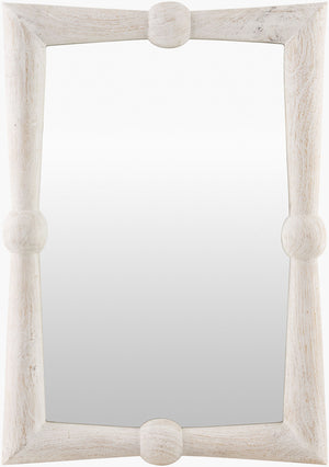 Surya Branka 34"H X 24"W X 3"D French Country Cottage Accent Mirror – Rustic Charm For Elegant Spaces Frame, White Mango Wood Brak001-3424