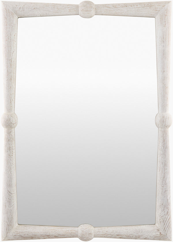 Surya Branka 34"H X 24"W X 3"D French Country Cottage Accent Mirror – Rustic Charm For Elegant Spaces Frame, White Mango Wood Brak001-4230