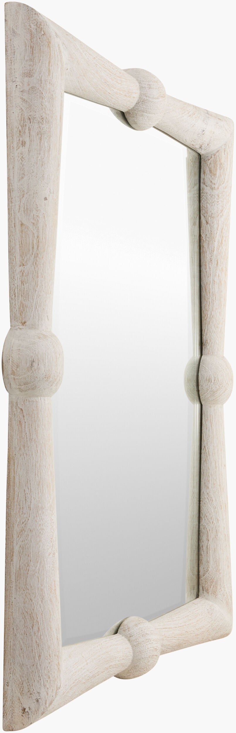 Surya Branka 34"H X 24"W X 3"D French Country Cottage Accent Mirror – Rustic Charm For Elegant Spaces Frame, White Mango Wood Brak001-3424