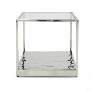 VIG Furniture Modrest Braxton - Contemporary Clear Wave Glass End Table VGGMET-1676-ET