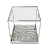 VIG Furniture Modrest Braxton - Contemporary Clear Wave Glass End Table VGGMET-1676-ET