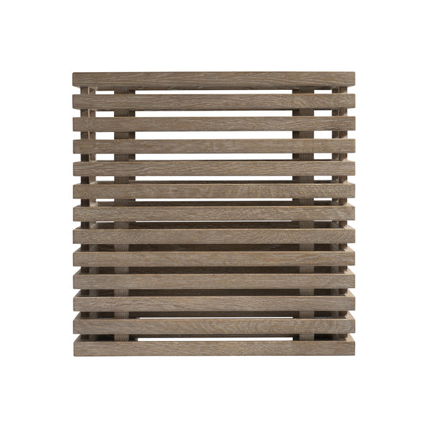 Bernhardt Bernhardt Brumley Side Table Cube Accent With Slatted Marcona Wood, Anthracite Metal Base, Versatile 473121