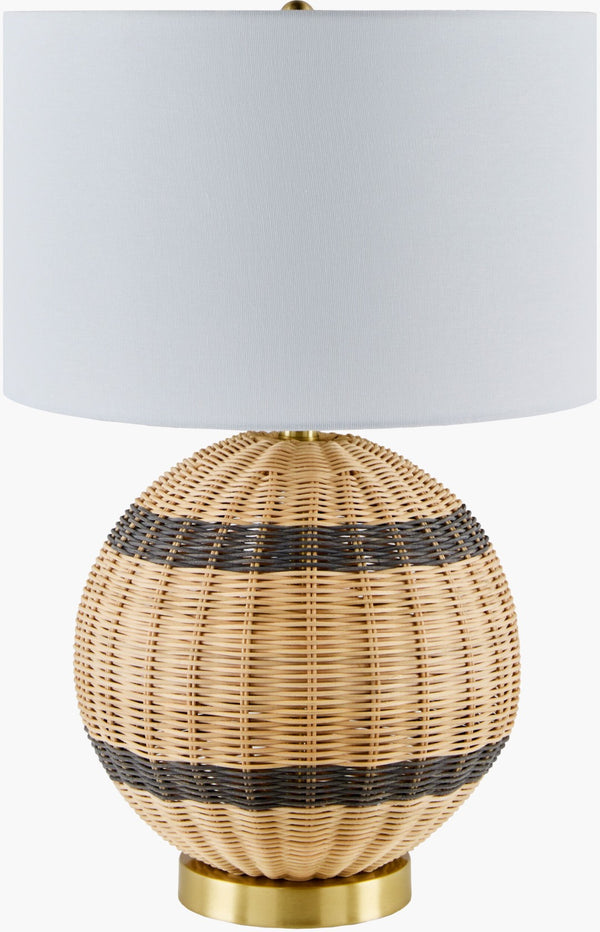 Livabliss Briec Woven Rattan Iron Table Lamp with Linen Shade for Warm Ambient Bedroom Glow BRC-001
