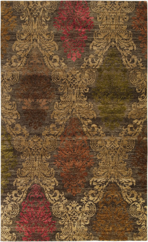 Surya Brocade Brc-1000 2' X 3' Luxurious Handmade New Zealand Wool Rug - Elegant Artisan Craftsmanship Brown Nz Wool Brc1001-23