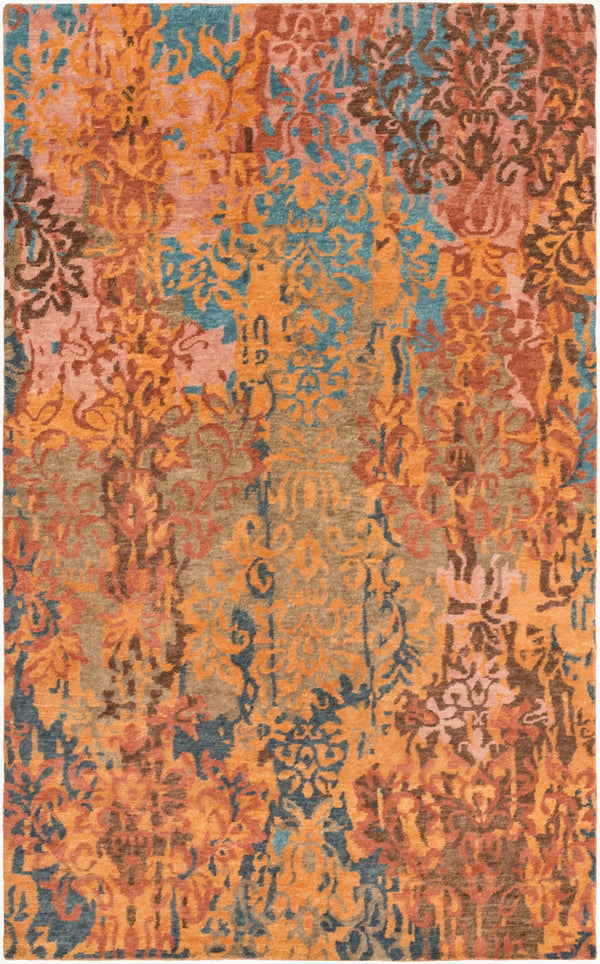 Surya Brocade Brc-1000 2' X 3' Luxurious Handmade New Zealand Wool Rug - Elegant Artisan Craftsmanship Rust Nz Wool Brc1009-58