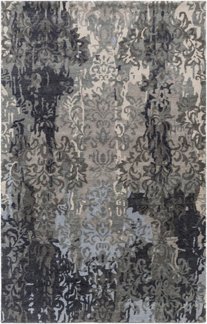 Surya Brocade Brc-1000 2' X 3' Luxurious Handmade New Zealand Wool Rug - Elegant Artisan Craftsmanship Charcoal Nz Wool Brc1010-58