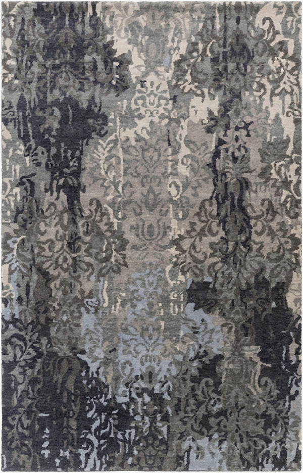 Surya Brocade Brc-1000 2' X 3' Luxurious Handmade New Zealand Wool Rug - Elegant Artisan Craftsmanship Charcoal Nz Wool Brc1010-58