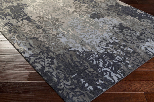 Surya Brocade Brc-1000 2' X 3' Luxurious Handmade New Zealand Wool Rug - Elegant Artisan Craftsmanship Charcoal Nz Wool Brc1010-58