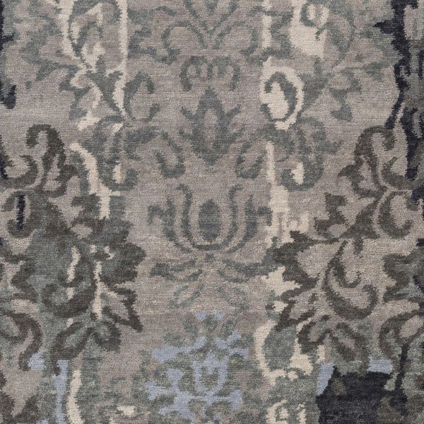 Surya Brocade Brc-1000 2' X 3' Luxurious Handmade New Zealand Wool Rug - Elegant Artisan Craftsmanship Charcoal Nz Wool Brc1010-58