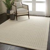 Nourison Perris PERR1 Handmade Woven No Border Indoor Only Contemporary  Rug Ivory, White 100% Wool 99446223470