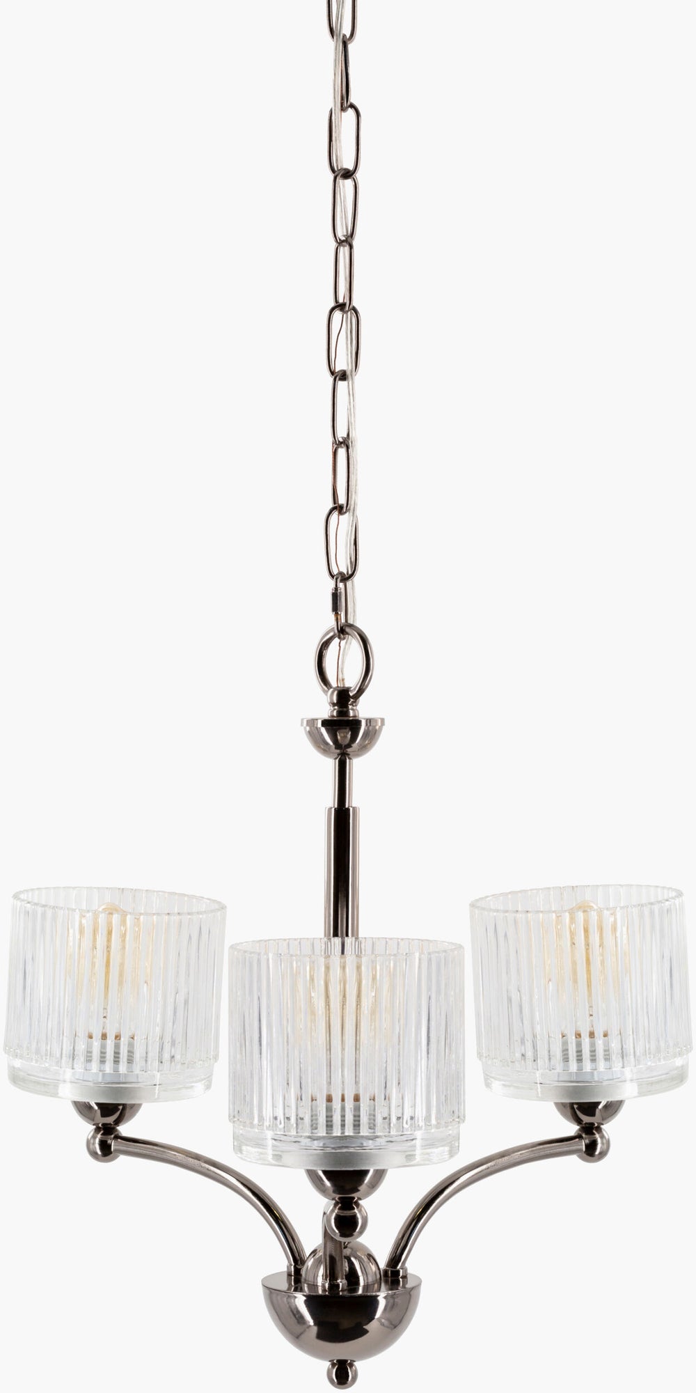 Surya Bardsley Chandelier 19"L X 19"W X 17"H - Elegant Metal & Glass Lighting Fixture For Home Décor Fixture, Metallic ,Nickel Iron,Glass Brd-001