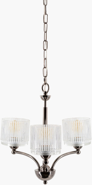 Surya Bardsley Chandelier 19"L X 19"W X 17"H - Elegant Metal & Glass Lighting Fixture For Home Décor Fixture, Metallic ,Nickel Iron,Glass Brd-001