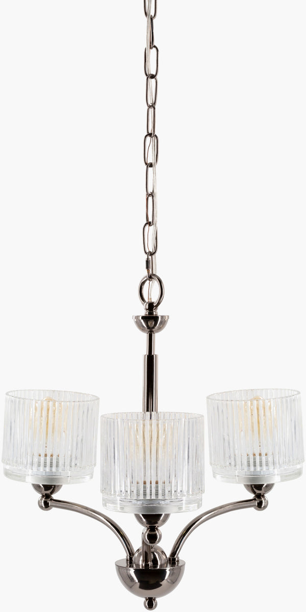 Surya Bardsley Chandelier 19"L X 19"W X 17"H - Elegant Metal & Glass Lighting Fixture For Home Décor Fixture, Metallic ,Nickel Iron,Glass Brd-001