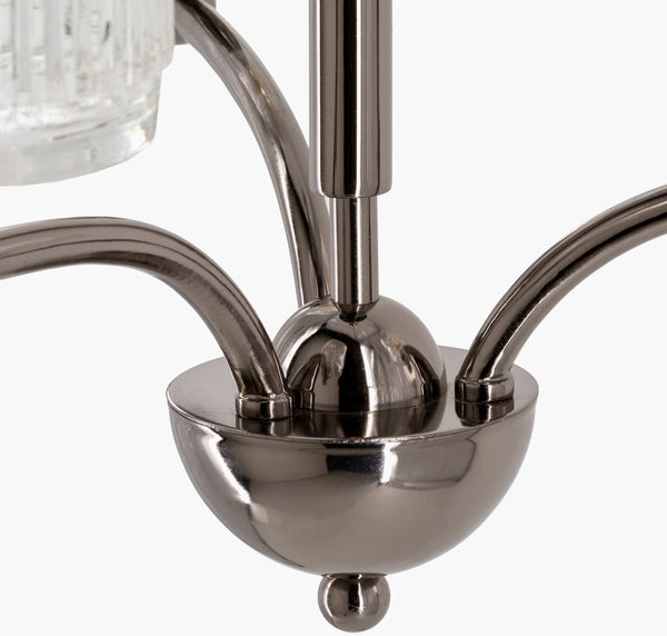 Surya Bardsley Chandelier 19"L X 19"W X 17"H - Elegant Metal & Glass Lighting Fixture For Home Décor Fixture, Metallic ,Nickel Iron,Glass Brd-001