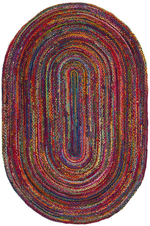 Safavieh Braided 210 Hand Woven  Rug Red / Multi BRD210A-9SQ