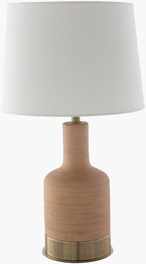Surya Brae 27" Elegant Accent Table Lamp – Timeless Metal & Linen Design For Traditional Home Decor Body, Beige,Base, Metallic ,Brass,Shade (Outside), Ivory,Shade (Inside), White,Finial, Metallic ,Brass,Harp, Metallic ,Brass,Cord, Translucent Concrete,Iron,Linen,Iron Bre-002