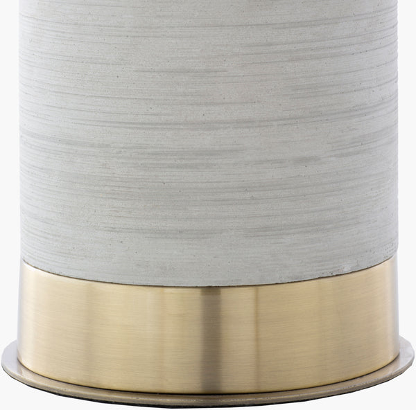 Surya Brae 27" Elegant Accent Table Lamp – Timeless Metal & Linen Design For Traditional Home Decor Body, Light Gray,Base, Metallic ,Brass,Shade (Outside), Ivory,Shade (Inside), White,Finial, Metallic ,Brass,Harp, Metallic ,Brass,Cord, Translucent Concrete,Iron,Linen,Iron Bre-001