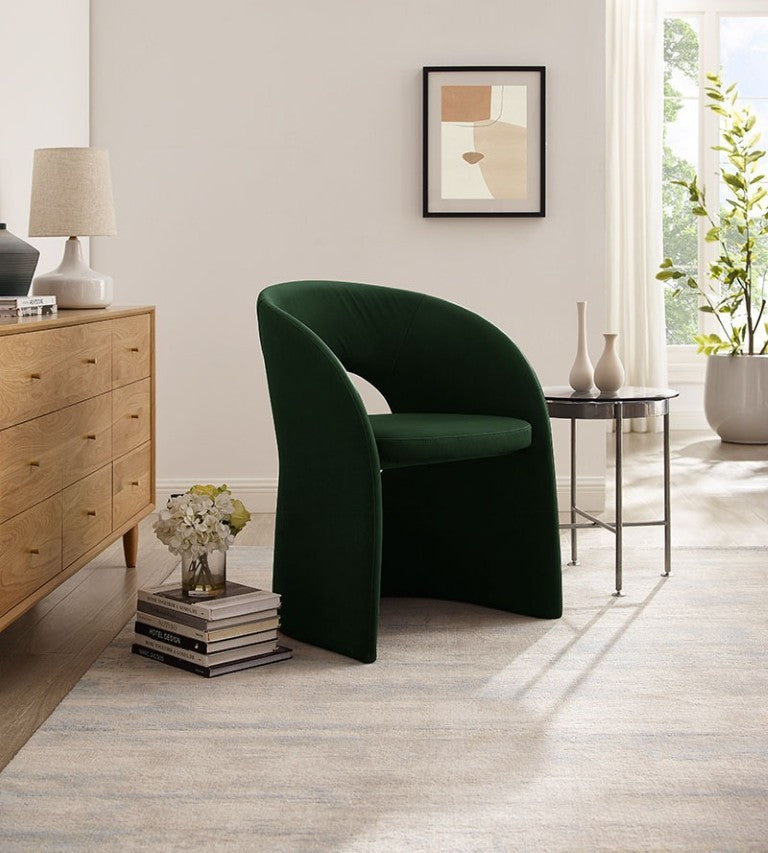 VIG Furniture Brea Jade Green Dining Chair With Wraparound Silhouette, Cut-Out Back, Iron Frame & No Assembly VGEU-MC-9708CH-A-G-DC