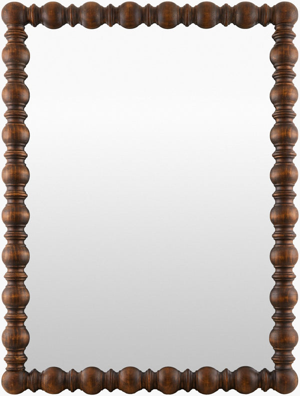 Livabliss Brennan Oval Wall Mirror Bohemian Artisan Frame Accent for Living Room or Bedroom Dark Brown 40"H x 30"W x 2"D BREN001-4030