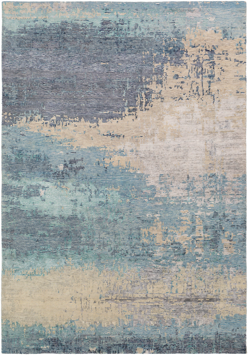 Baranof BRF-1000 6' x 9' Handmade Rug BRF1000-69  Sky Blue, Light Gray, Light Brown, Charcoal, Teal, Ink Blue Surya
