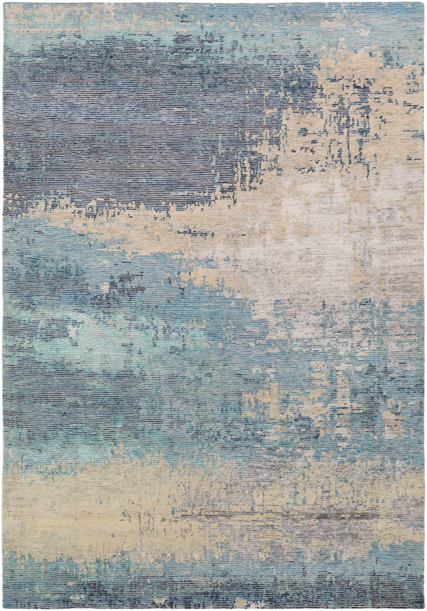 Baranof BRF-1000 6' x 9' Handmade Rug BRF1000-69  Sky Blue, Light Gray, Light Brown, Charcoal, Teal, Ink Blue Surya