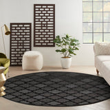 Nourison Easy Care NES01 Machine Made Flat Weave Solid Border Indoor/Outdoor Modern Outdoor Rug Charcoal Black, Charcoal Black 84% Polypropylene,16% Polyester 99446934901