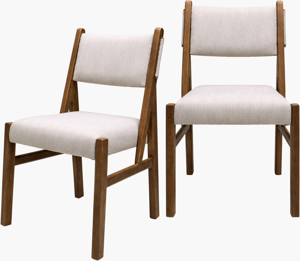 Surya Bergene Upholstered Dining Chair Polyester Linen Blend with Memory Foam Rubberwood Legs BRGN001-SET