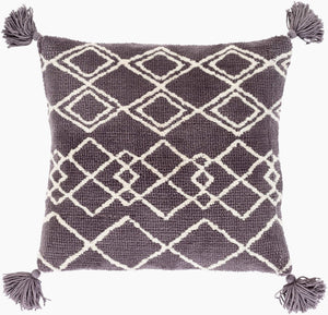 Surya Braith Handmade 18" Accent Pillow Kit - Unique Cotton-polyester Knitted Design For Your Space Charcoal Polyester,Cotton Brh003-1818